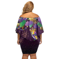 Faux Glitter Funny Mardi Gras Pelican Off Shoulder Short Dress Party Vibes - Wonder Print Shop