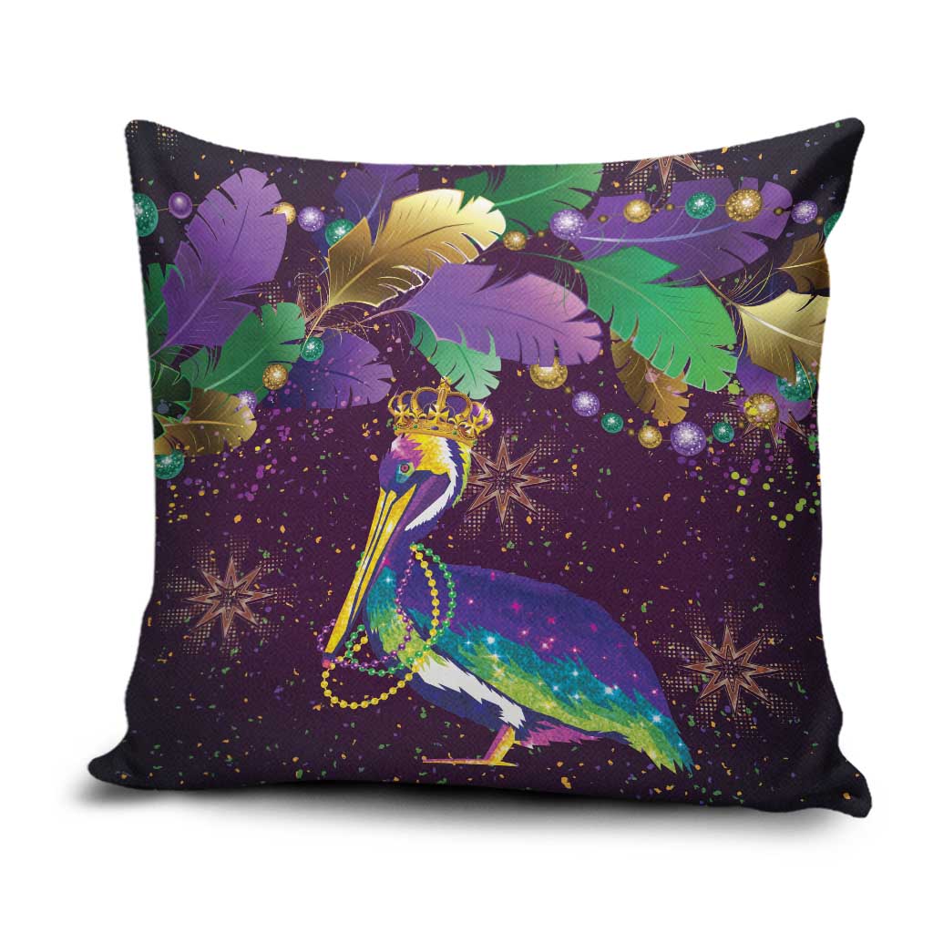 Faux Glitter Funny Mardi Gras Pelican Pillow Cover Party Vibes - Wonder Print Shop