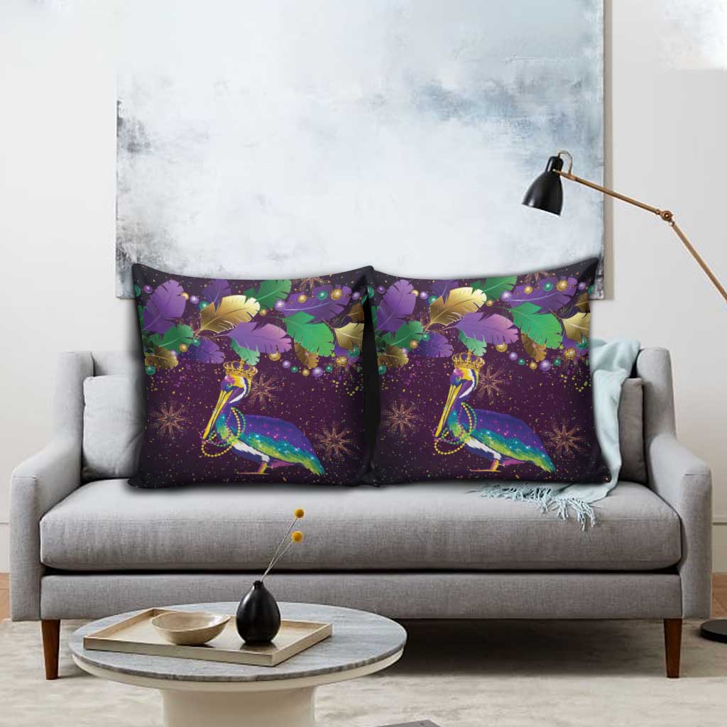 Faux Glitter Funny Mardi Gras Pelican Pillow Cover Party Vibes - Wonder Print Shop