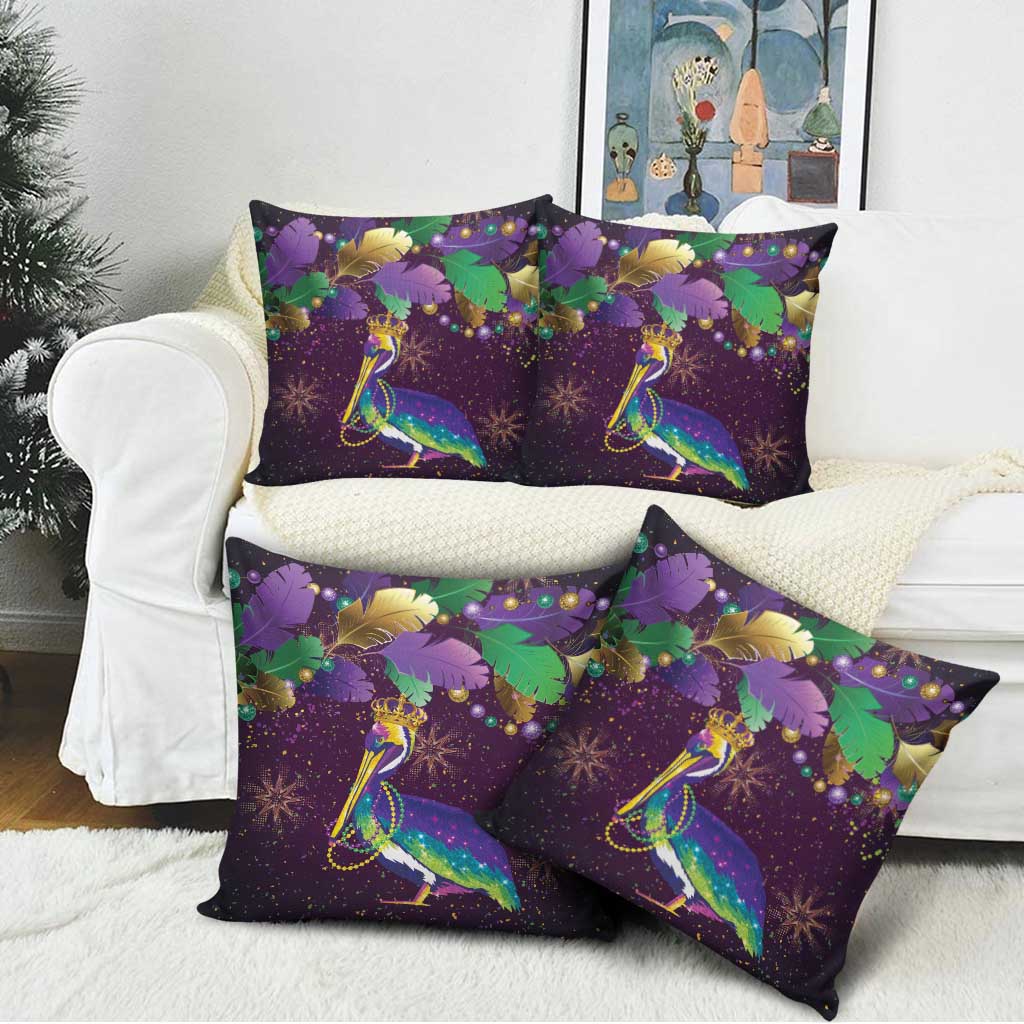 Faux Glitter Funny Mardi Gras Pelican Pillow Cover Party Vibes - Wonder Print Shop
