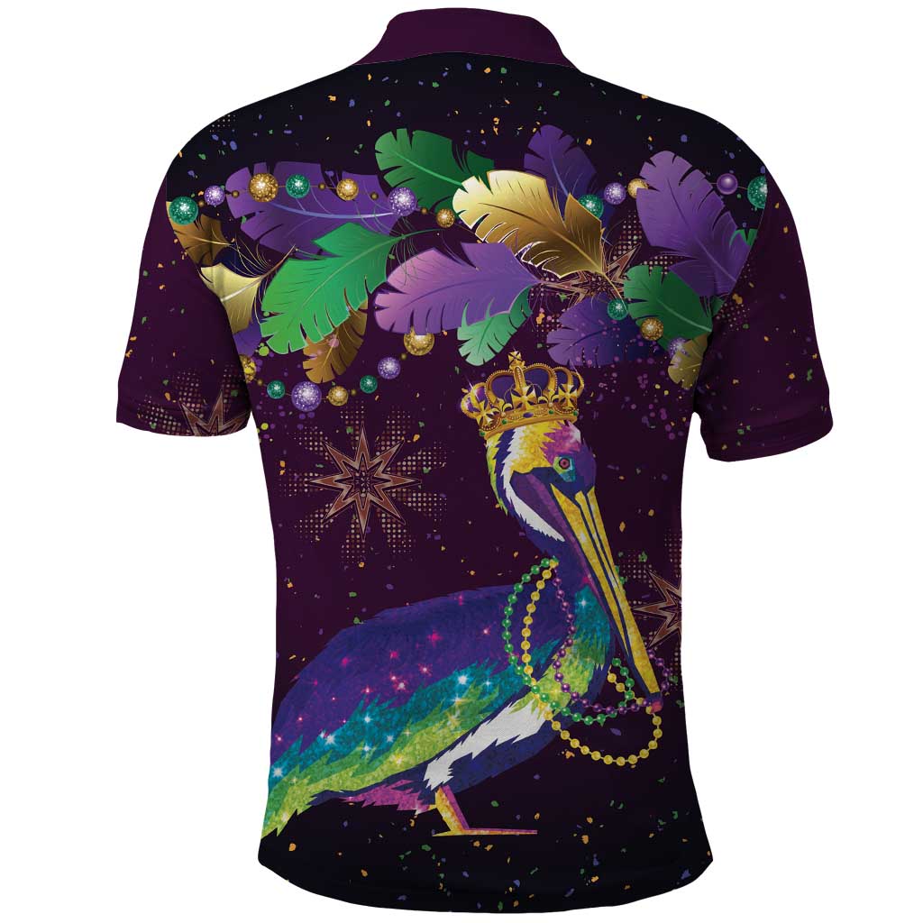 Faux Glitter Funny Mardi Gras Pelican Polo Shirt Party Vibes - Wonder Print Shop