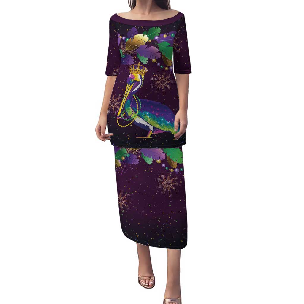 Faux Glitter Funny Mardi Gras Pelican Puletasi Party Vibes - Wonder Print Shop