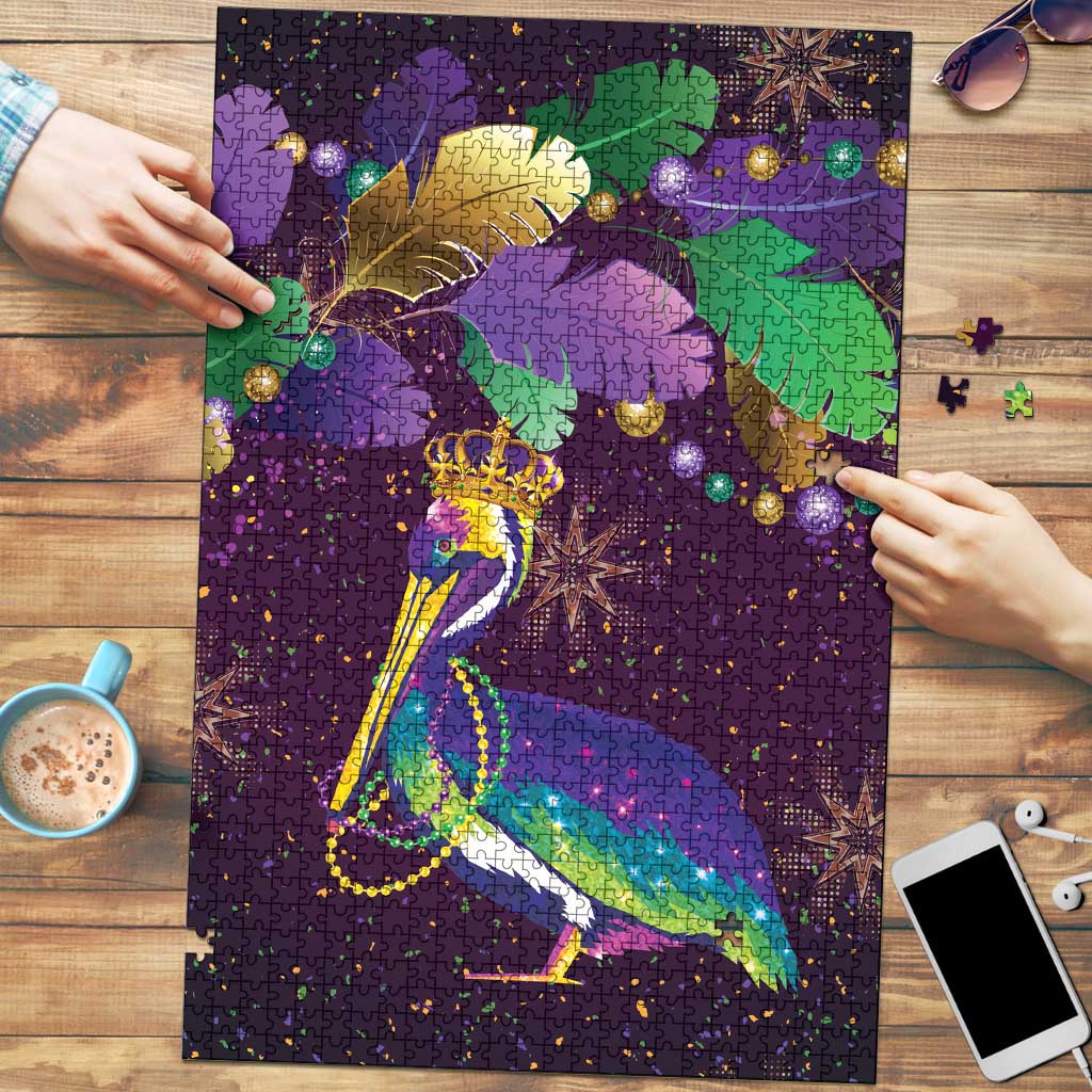 Faux Glitter Funny Mardi Gras Pelican Puzzle Party Vibes - Wonder Print Shop