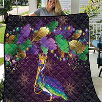 Faux Glitter Funny Mardi Gras Pelican Quilt Party Vibes - Wonder Print Shop