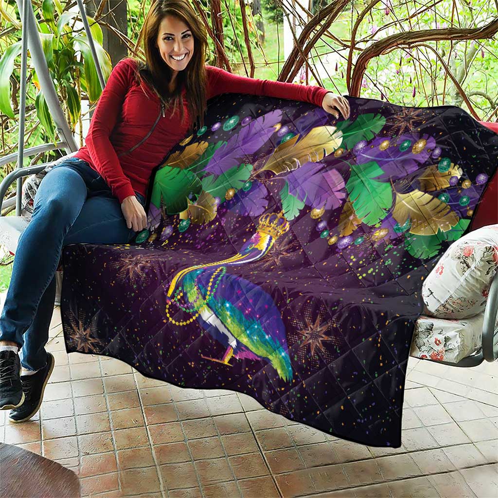 Faux Glitter Funny Mardi Gras Pelican Quilt Party Vibes - Wonder Print Shop