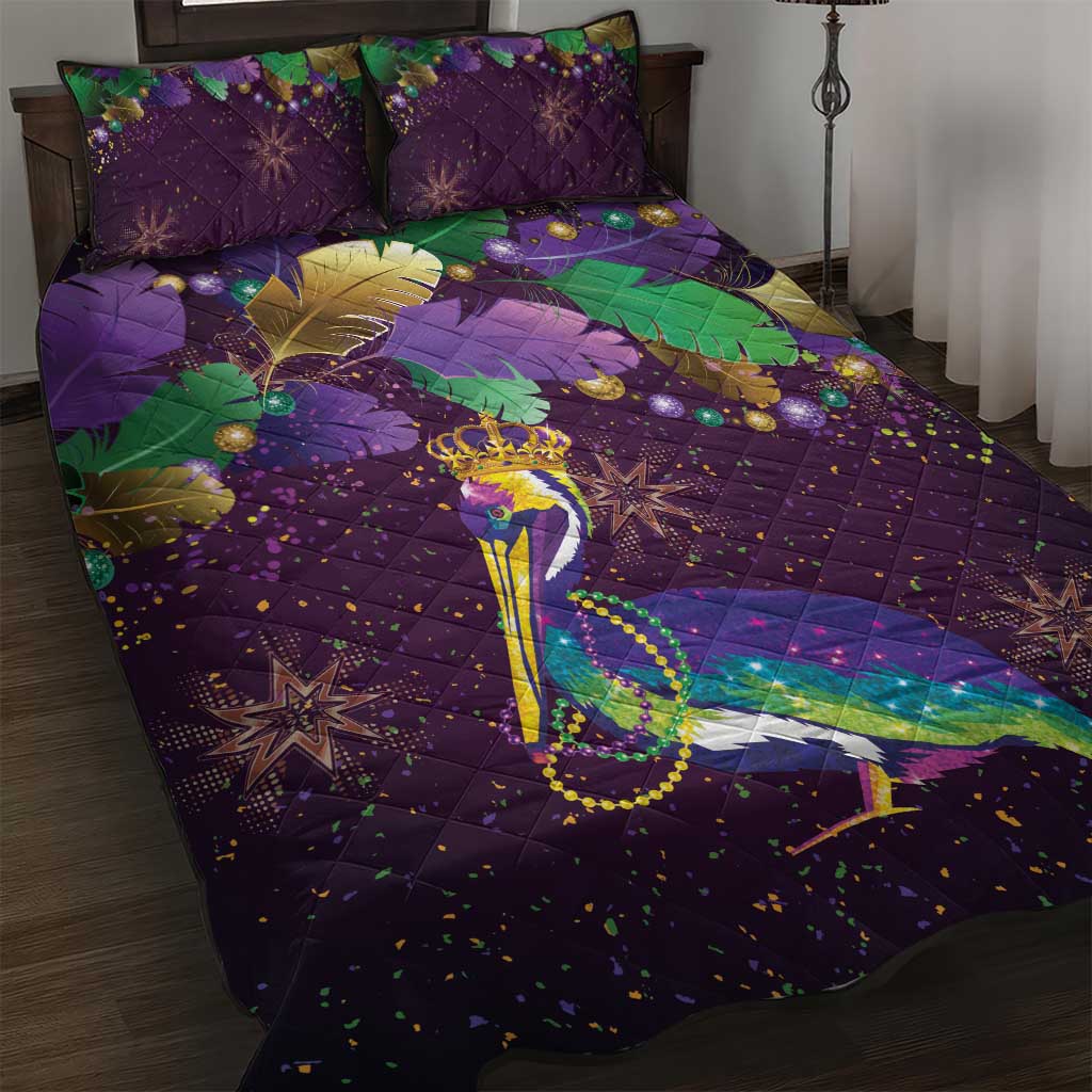 Faux Glitter Funny Mardi Gras Pelican Quilt Bed Set Party Vibes - Wonder Print Shop