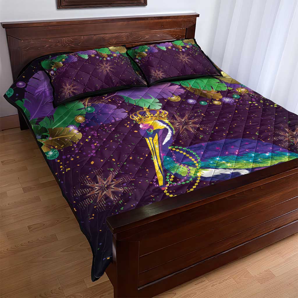 Faux Glitter Funny Mardi Gras Pelican Quilt Bed Set Party Vibes - Wonder Print Shop