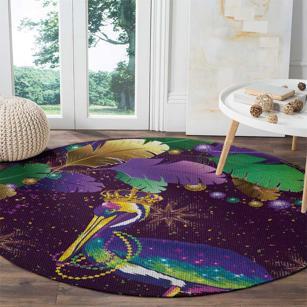 Faux Glitter Funny Mardi Gras Pelican Round Carpet Party Vibes - Wonder Print Shop