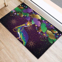 Faux Glitter Funny Mardi Gras Pelican Rubber Doormat Party Vibes - Wonder Print Shop