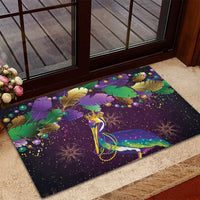 Faux Glitter Funny Mardi Gras Pelican Rubber Doormat Party Vibes - Wonder Print Shop