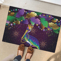 Faux Glitter Funny Mardi Gras Pelican Rubber Doormat Party Vibes - Wonder Print Shop