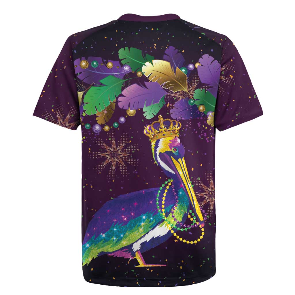 Faux Glitter Funny Mardi Gras Pelican Rugby Jersey Party Vibes - Wonder Print Shop
