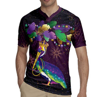 Faux Glitter Funny Mardi Gras Pelican Rugby Jersey Party Vibes - Wonder Print Shop