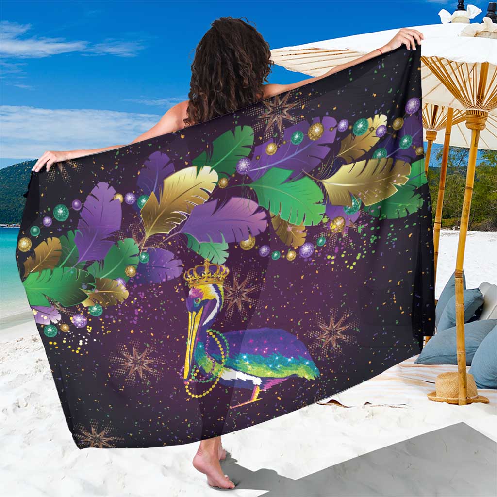 Faux Glitter Funny Mardi Gras Pelican Sarong Party Vibes - Wonder Print Shop