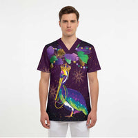 Faux Glitter Funny Mardi Gras Pelican Scrub Top Party Vibes - Wonder Print Shop