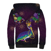 Faux Glitter Funny Mardi Gras Pelican Sherpa Hoodie Party Vibes - Wonder Print Shop