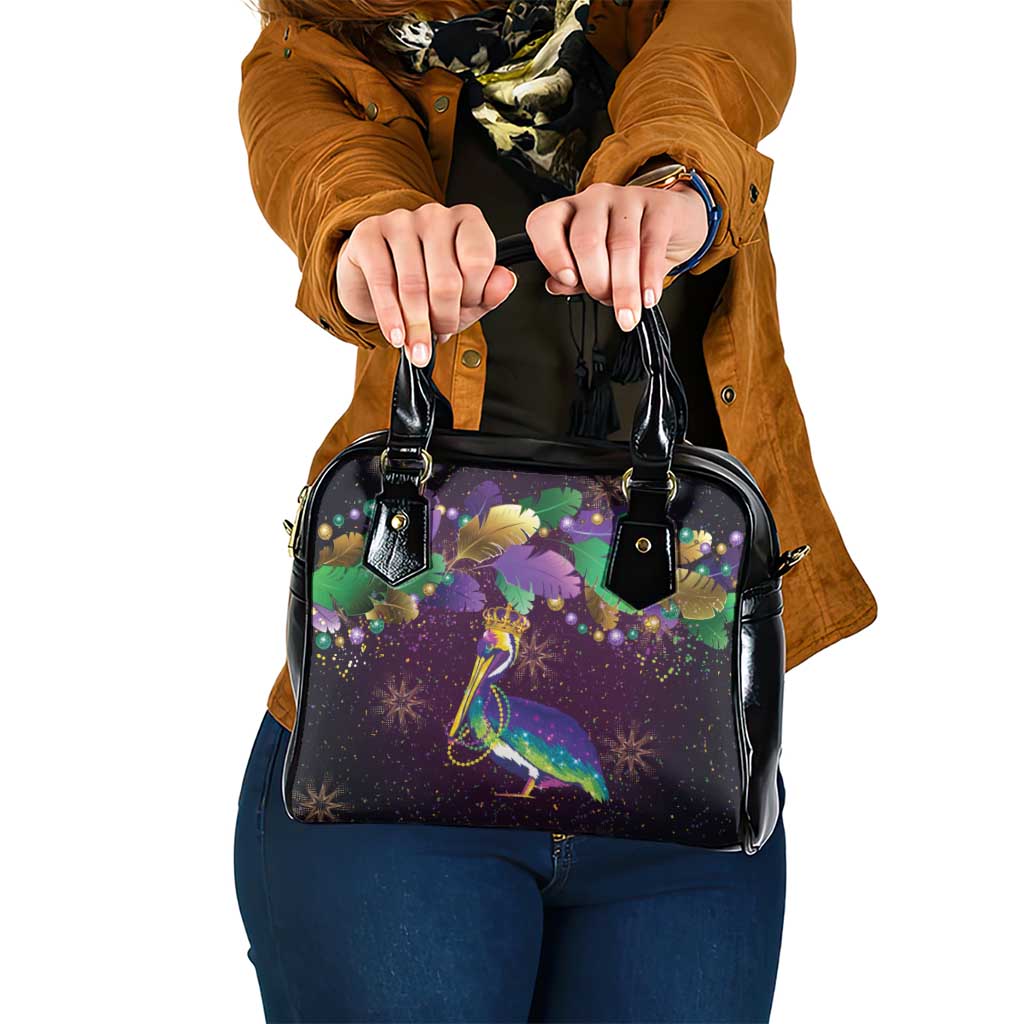 Faux Glitter Funny Mardi Gras Pelican Shoulder Handbag Party Vibes - Wonder Print Shop