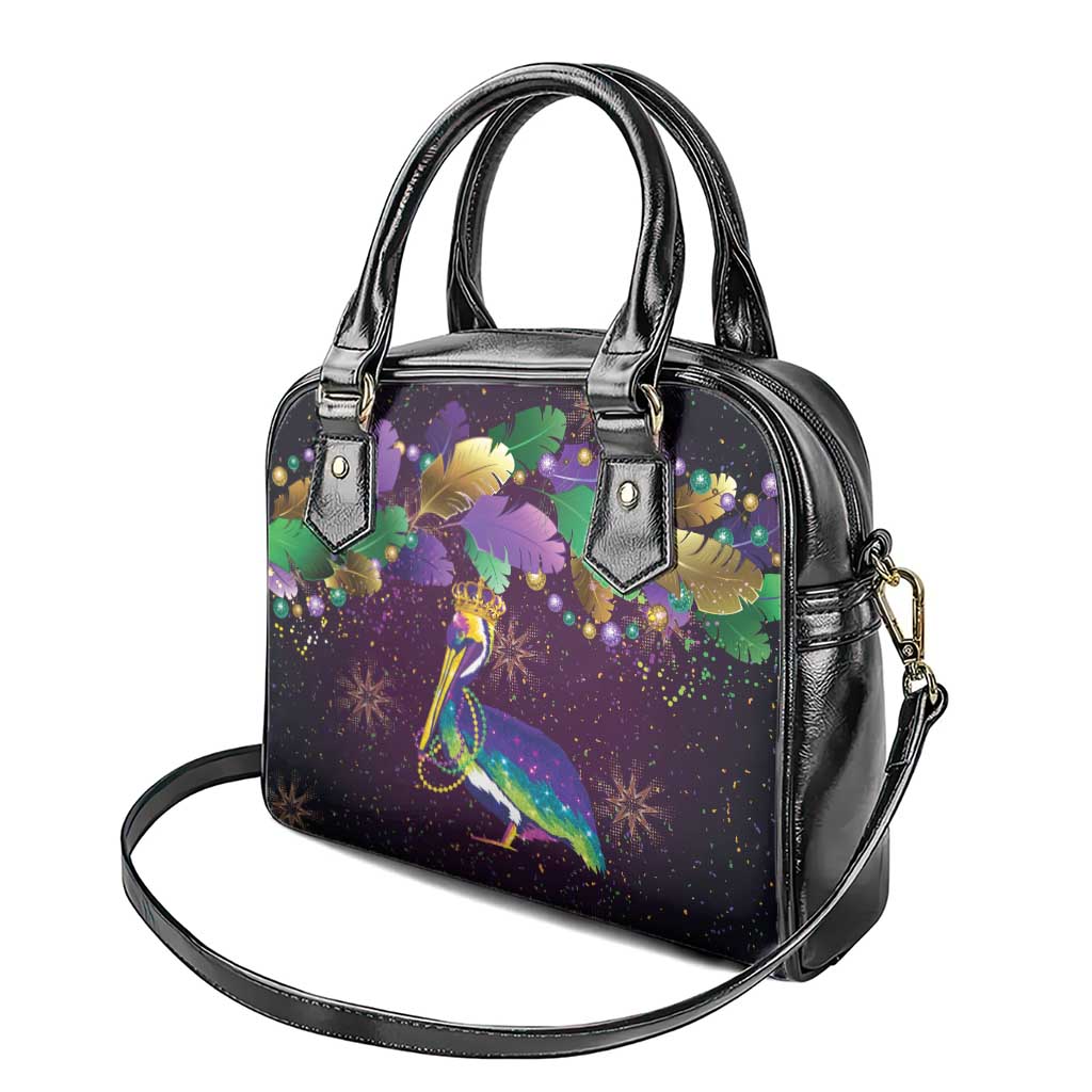 Faux Glitter Funny Mardi Gras Pelican Shoulder Handbag Party Vibes - Wonder Print Shop