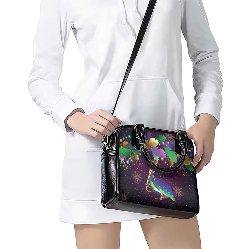 Faux Glitter Funny Mardi Gras Pelican Shoulder Handbag Party Vibes - Wonder Print Shop