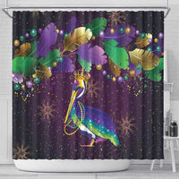 Faux Glitter Funny Mardi Gras Pelican Shower Curtain Party Vibes - Wonder Print Shop