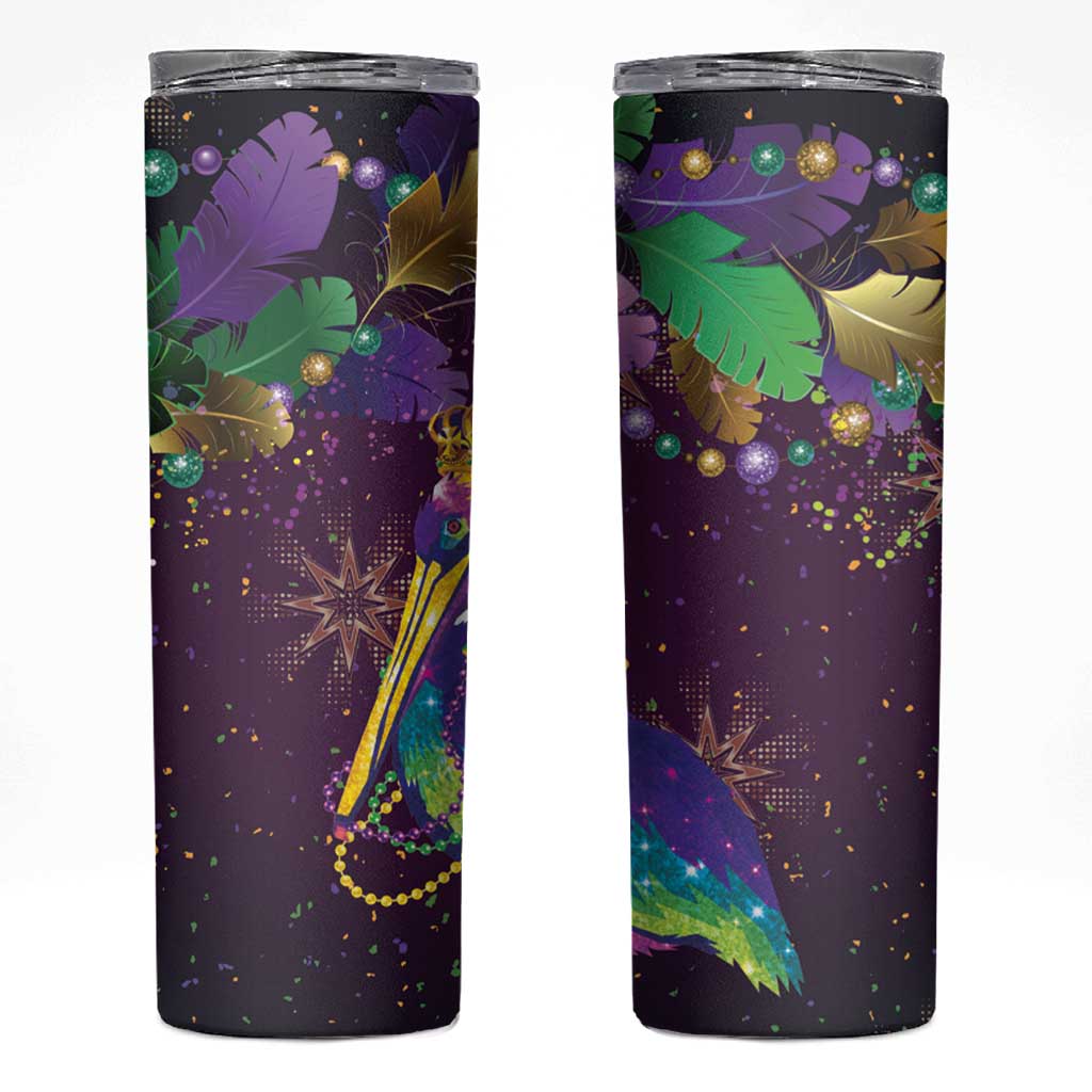 Faux Glitter Funny Mardi Gras Pelican Skinny Tumbler Party Vibes - Wonder Print Shop