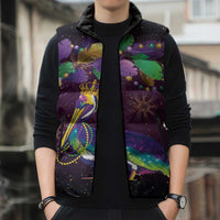 Faux Glitter Funny Mardi Gras Pelican Sleeveless Puffer Jacket Party Vibes - Wonder Print Shop