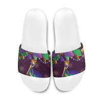Faux Glitter Funny Mardi Gras Pelican Slide Sandals Party Vibes - Wonder Print Shop