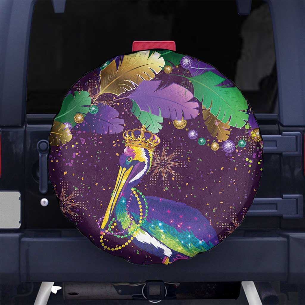Faux Glitter Funny Mardi Gras Pelican Spare Tire Cover Party Vibes - Wonder Print Shop