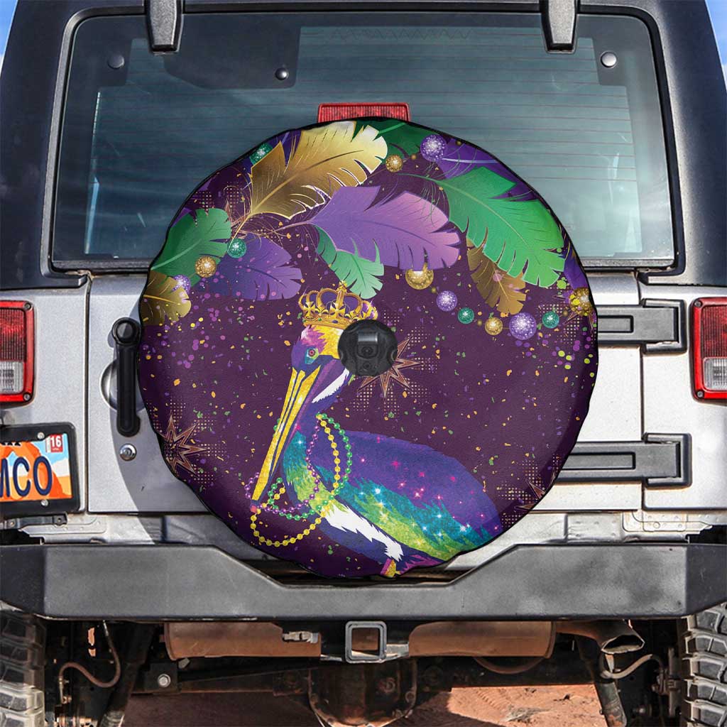 Faux Glitter Funny Mardi Gras Pelican Spare Tire Cover Party Vibes - Wonder Print Shop