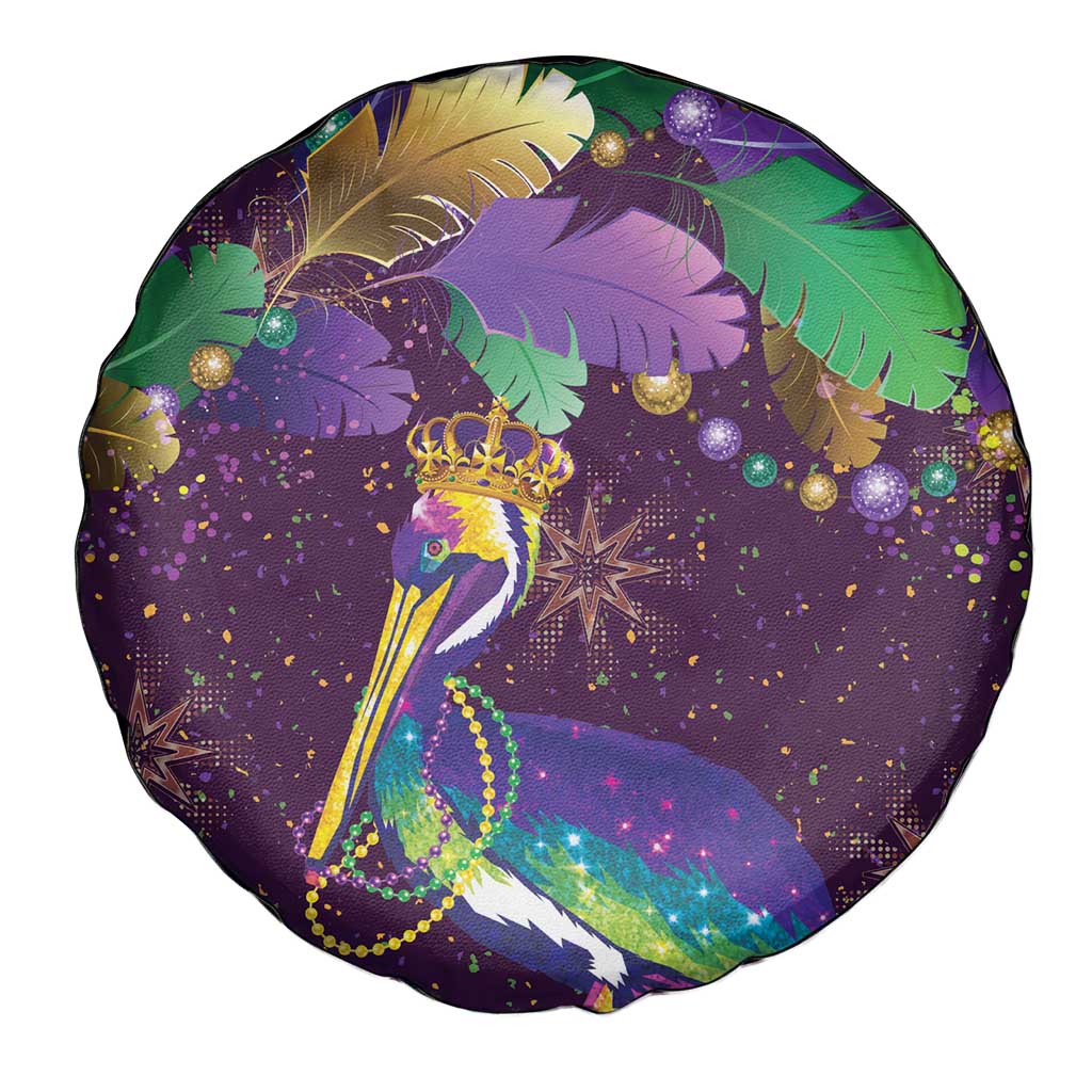 Faux Glitter Funny Mardi Gras Pelican Spare Tire Cover Party Vibes - Wonder Print Shop