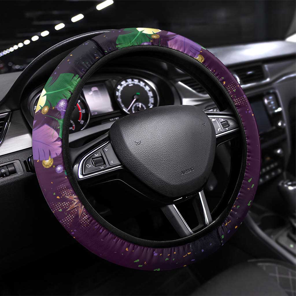 Faux Glitter Funny Mardi Gras Pelican Steering Wheel Cover Party Vibes - Wonder Print Shop