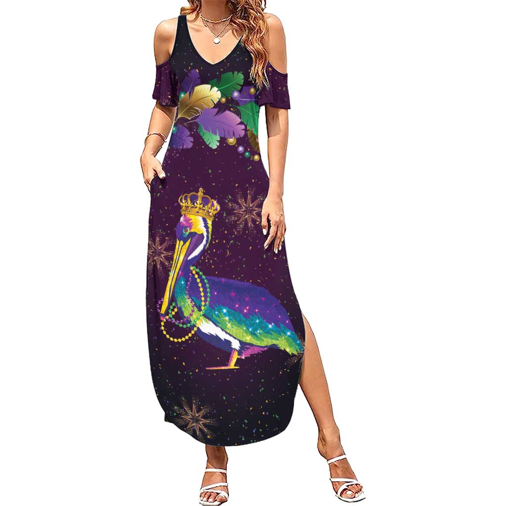 Faux Glitter Funny Mardi Gras Pelican Summer Maxi Dress Party Vibes - Wonder Print Shop