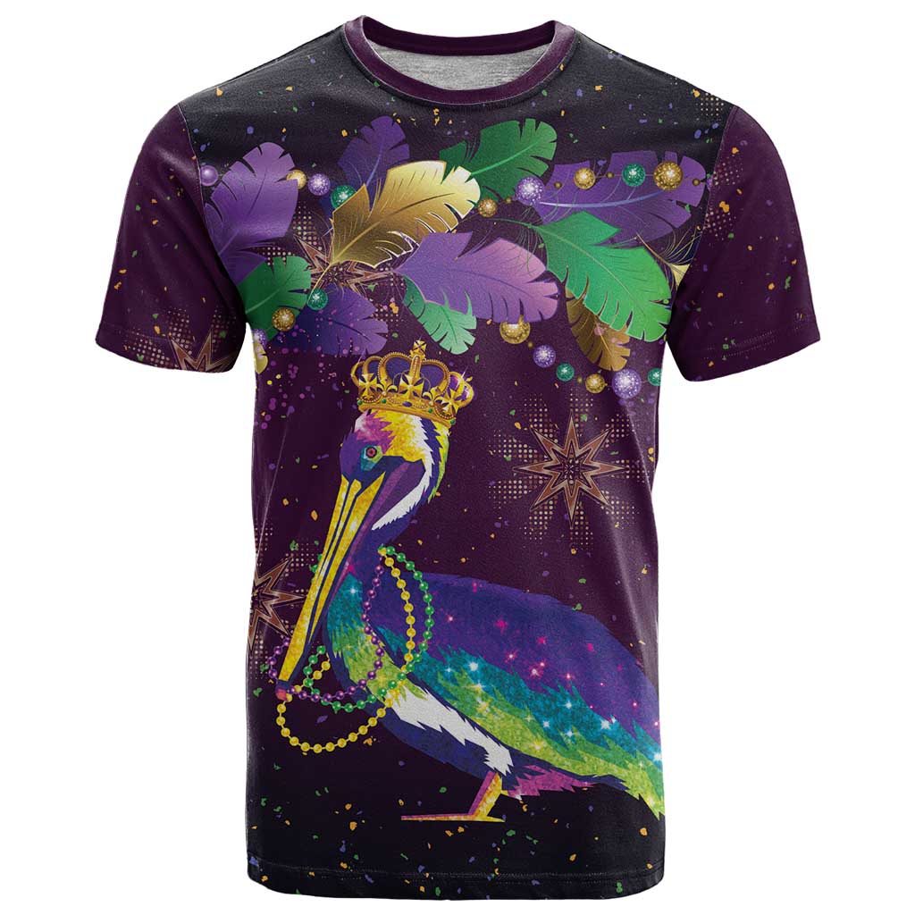 Faux Glitter Funny Mardi Gras Pelican T Shirt Party Vibes - Wonder Print Shop