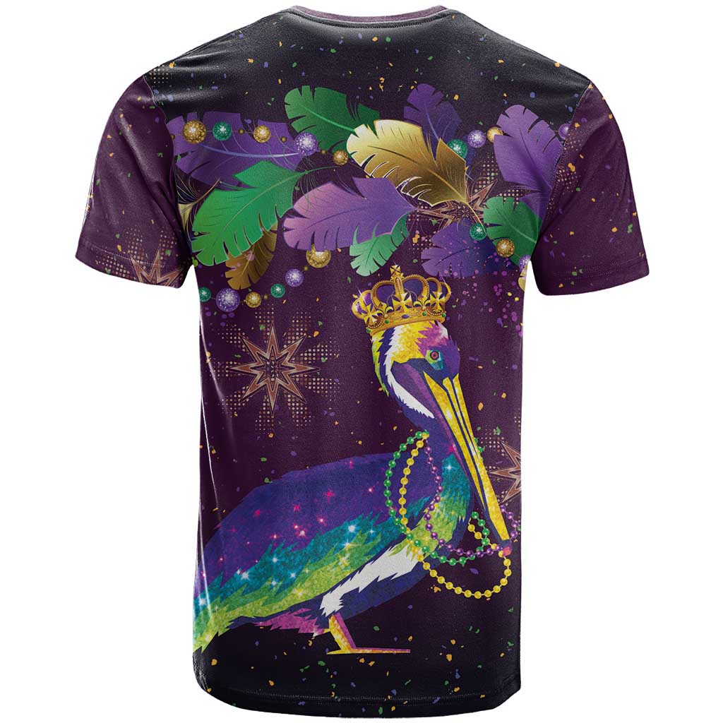 Faux Glitter Funny Mardi Gras Pelican T Shirt Party Vibes - Wonder Print Shop