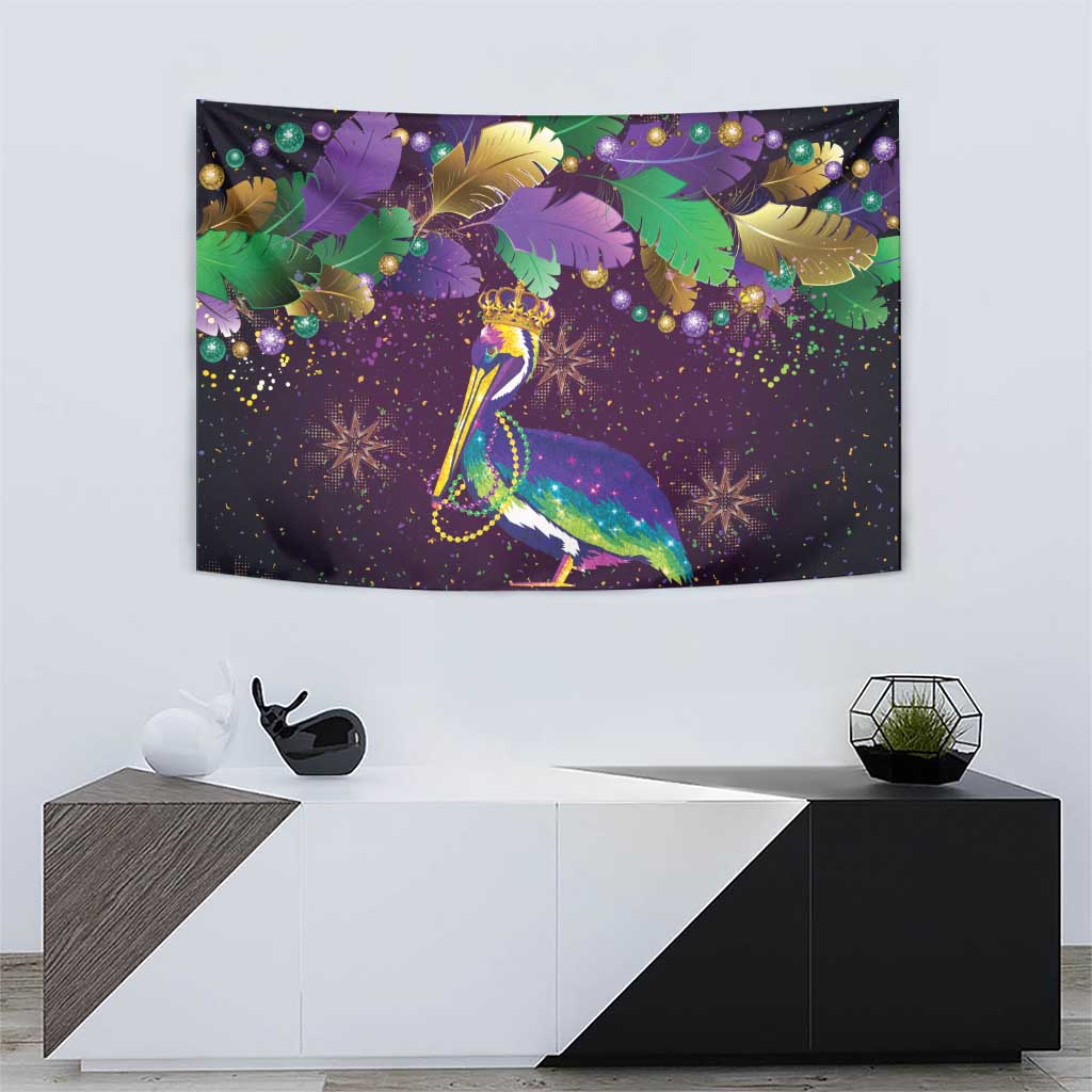 Faux Glitter Funny Mardi Gras Pelican Tapestry Party Vibes - Wonder Print Shop