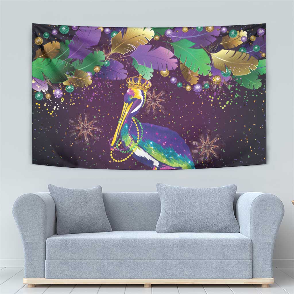 Faux Glitter Funny Mardi Gras Pelican Tapestry Party Vibes - Wonder Print Shop