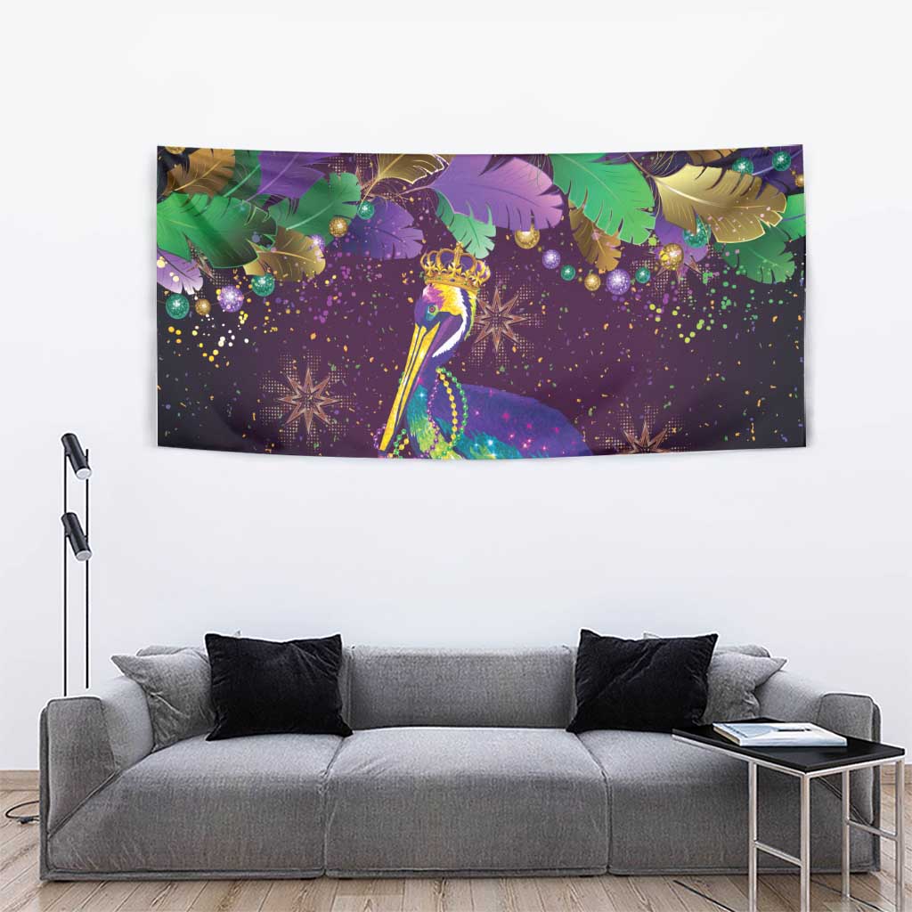 Faux Glitter Funny Mardi Gras Pelican Tapestry Party Vibes - Wonder Print Shop