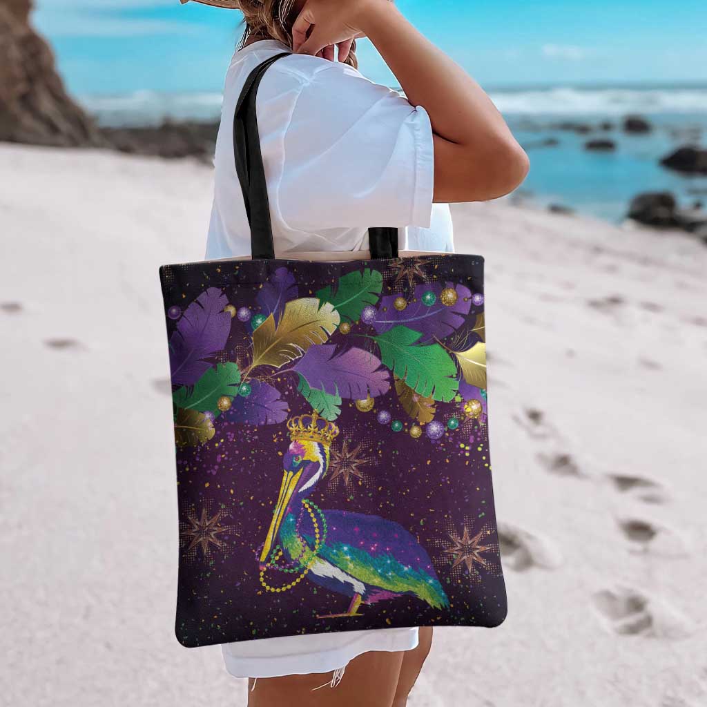 Faux Glitter Funny Mardi Gras Pelican Tote Bag Party Vibes - Wonder Print Shop