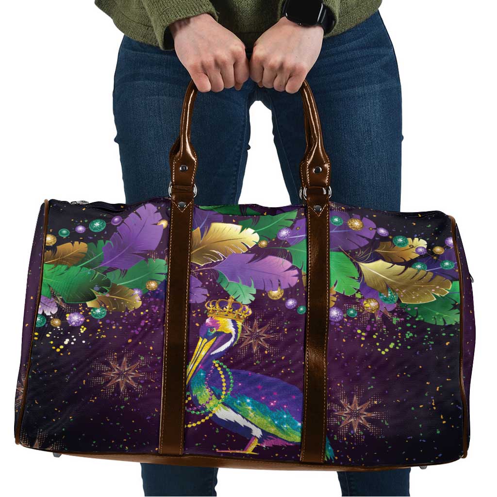 Faux Glitter Funny Mardi Gras Pelican Travel Bag Party Vibes - Wonder Print Shop