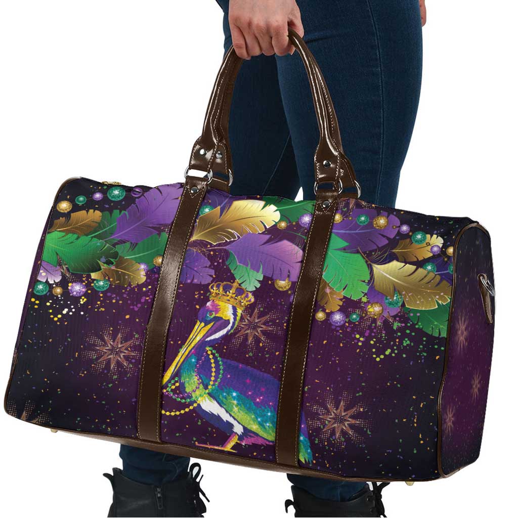 Faux Glitter Funny Mardi Gras Pelican Travel Bag Party Vibes - Wonder Print Shop
