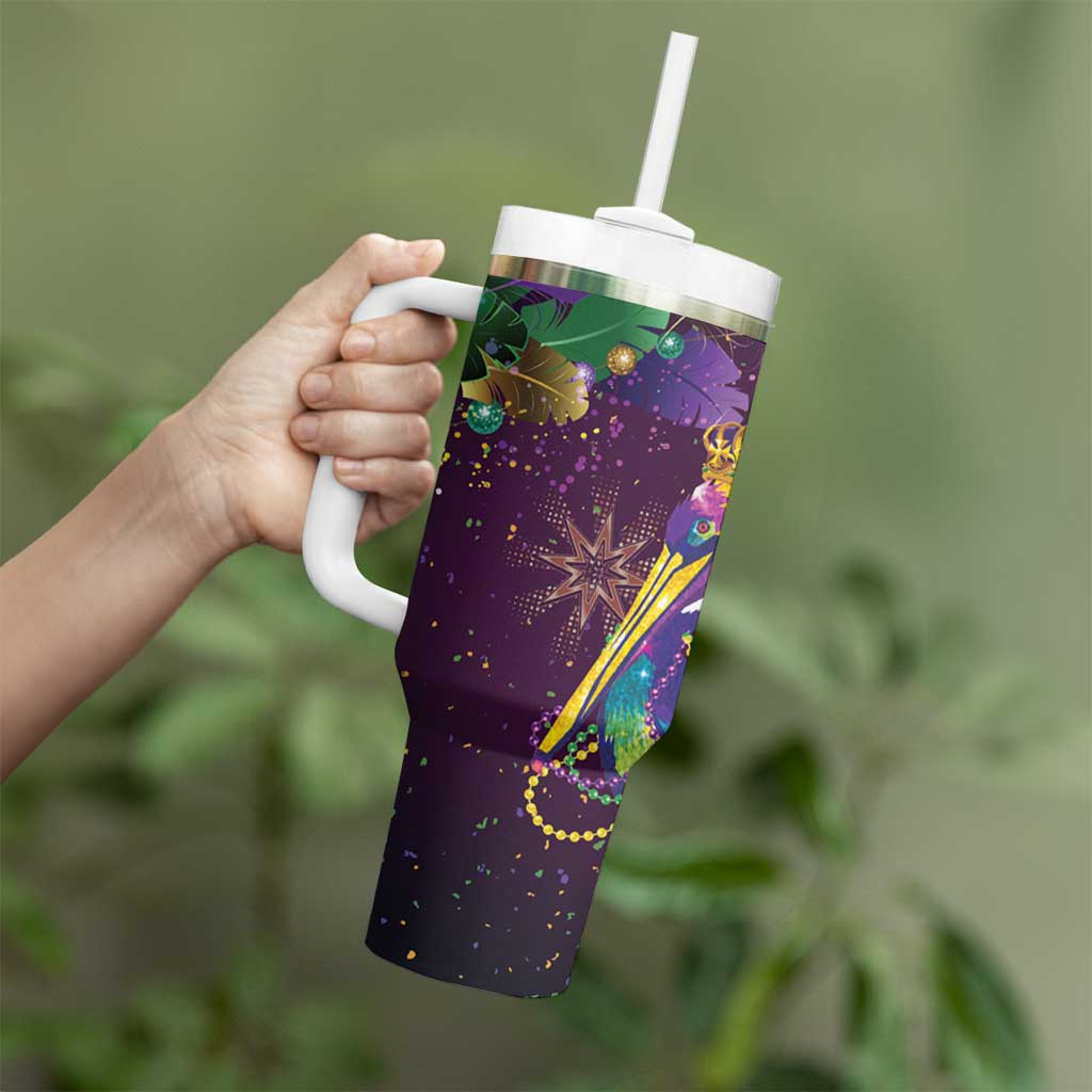 Faux Glitter Funny Mardi Gras Pelican Tumbler With Handle Party Vibes - Wonder Print Shop
