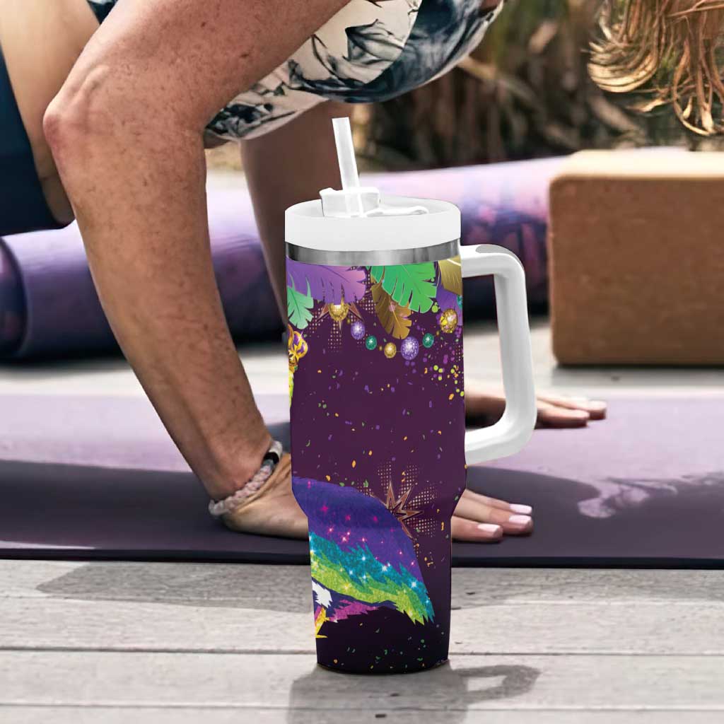 Faux Glitter Funny Mardi Gras Pelican Tumbler With Handle Party Vibes - Wonder Print Shop