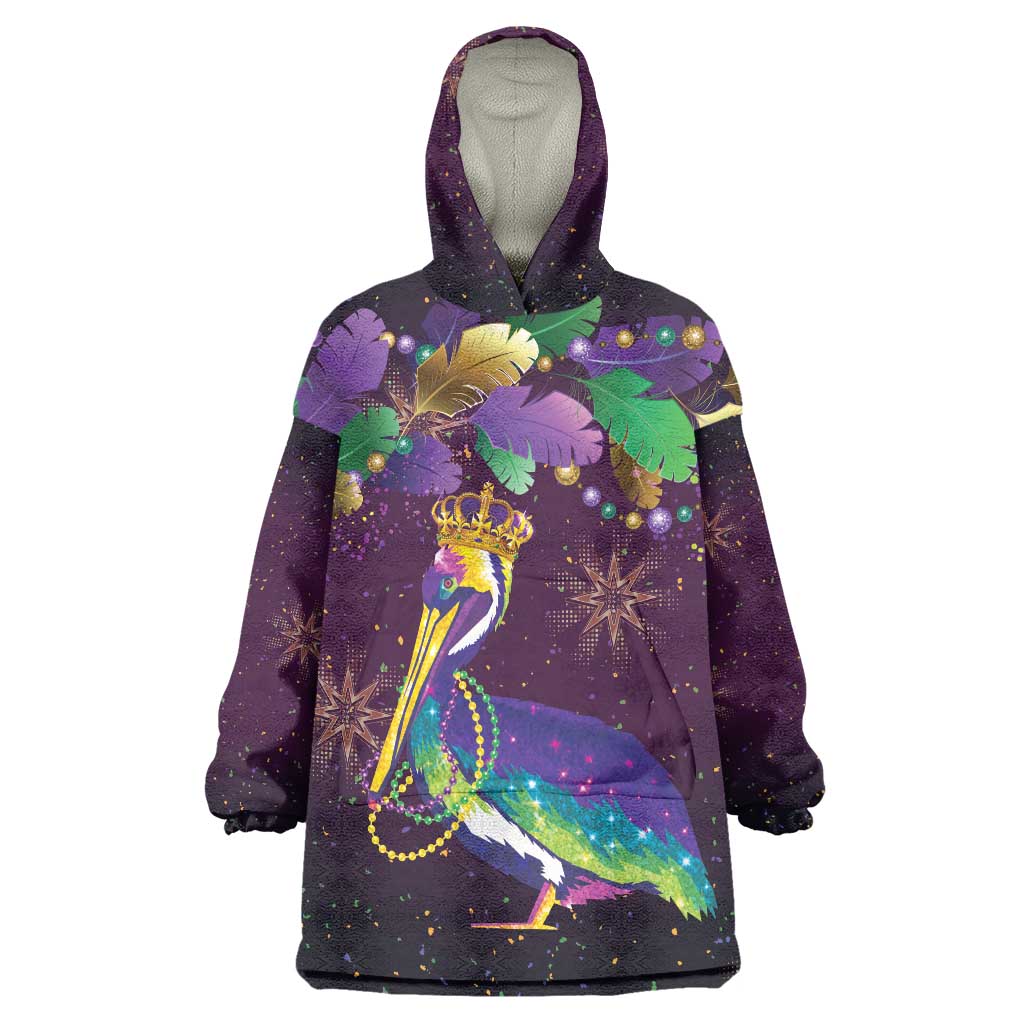 Faux Glitter Funny Mardi Gras Pelican Wearable Blanket Hoodie Party Vibes - Wonder Print Shop