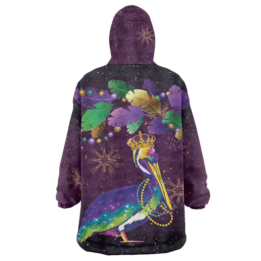Faux Glitter Funny Mardi Gras Pelican Wearable Blanket Hoodie Party Vibes - Wonder Print Shop