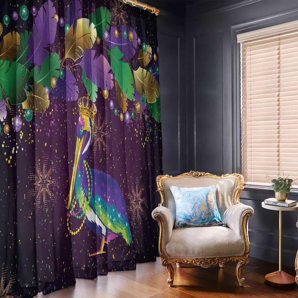 Faux Glitter Funny Mardi Gras Pelican Window Curtain Party Vibes - Wonder Print Shop
