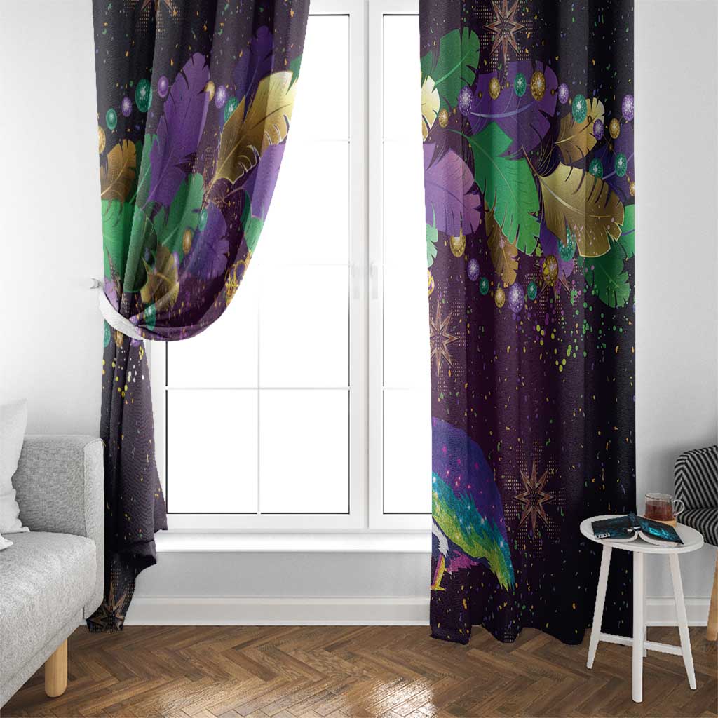 Faux Glitter Funny Mardi Gras Pelican Window Curtain Party Vibes - Wonder Print Shop