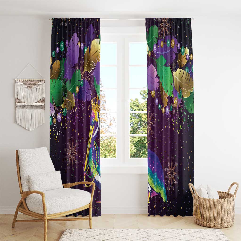 Faux Glitter Funny Mardi Gras Pelican Window Curtain Party Vibes - Wonder Print Shop