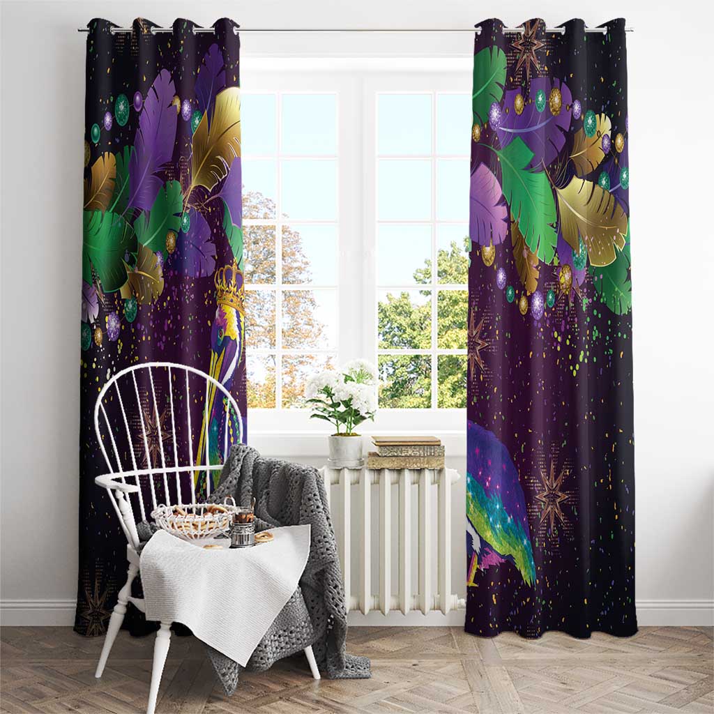 Faux Glitter Funny Mardi Gras Pelican Window Curtain Party Vibes - Wonder Print Shop