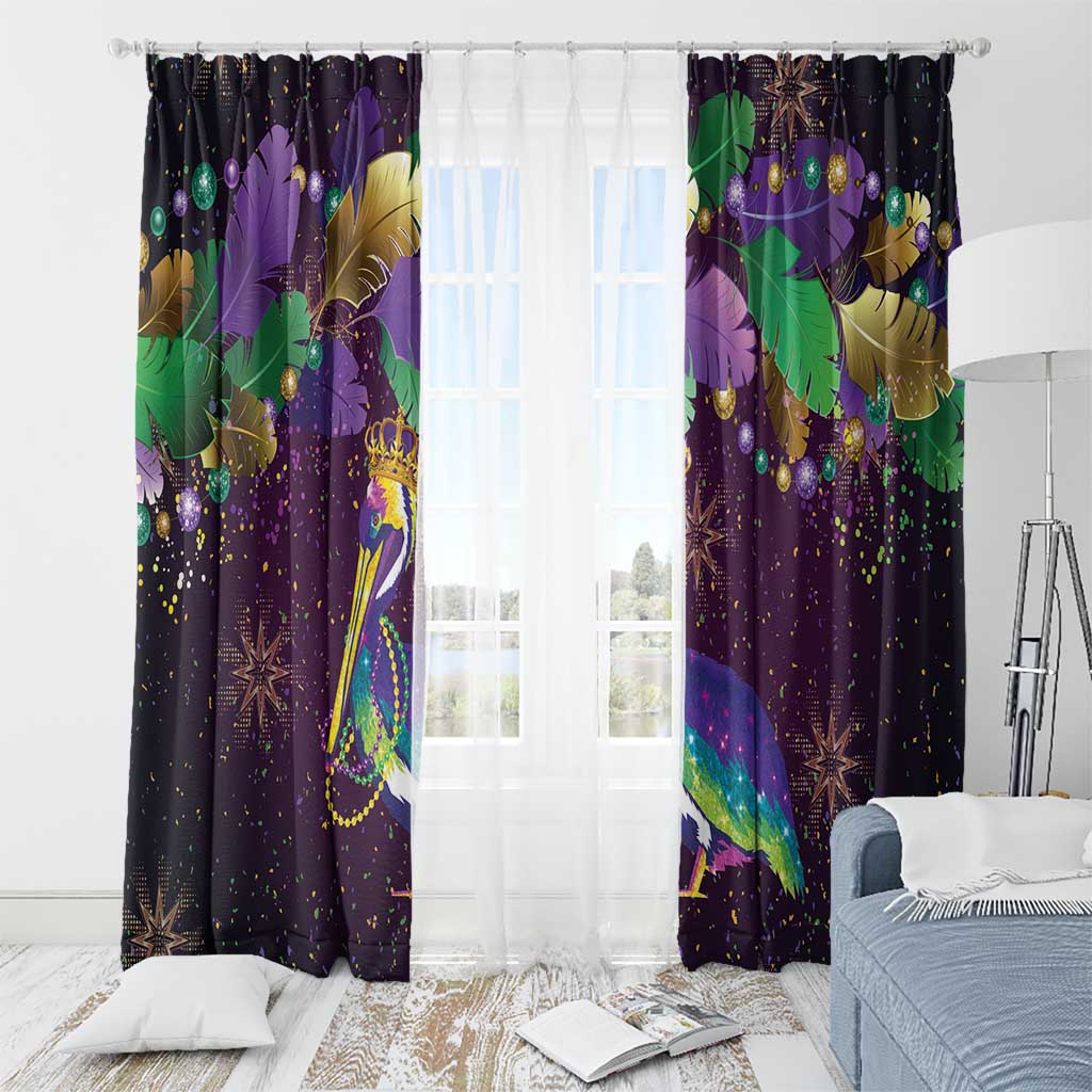 Faux Glitter Funny Mardi Gras Pelican Window Curtain Party Vibes - Wonder Print Shop