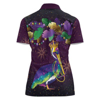 Faux Glitter Funny Mardi Gras Pelican Women Polo Shirt Party Vibes - Wonder Print Shop